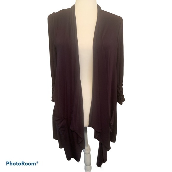 Soft Surroundings black open front medium cardigan - Picture 1 of 7